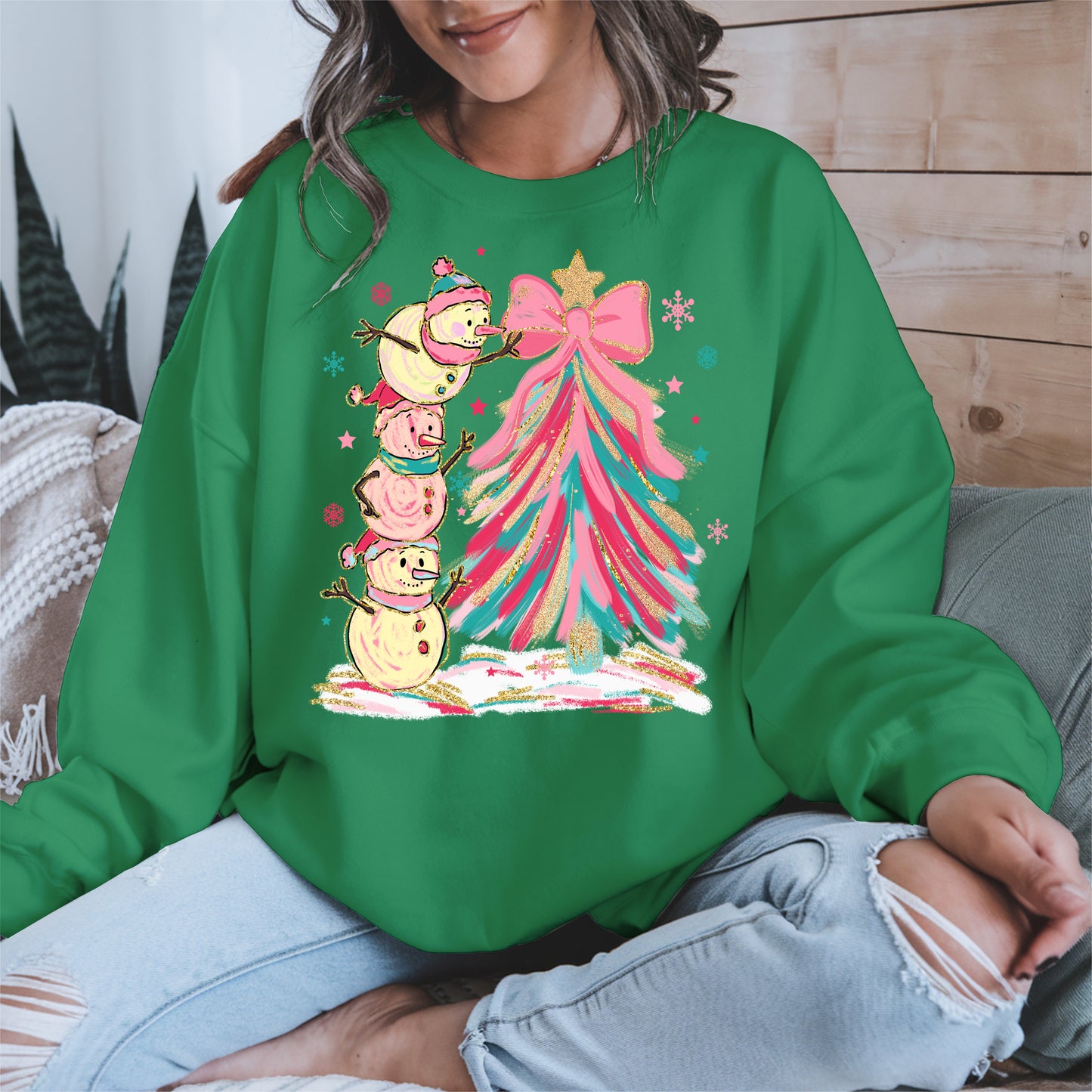 Stacked Snowmen Christmas Tree Shirt
