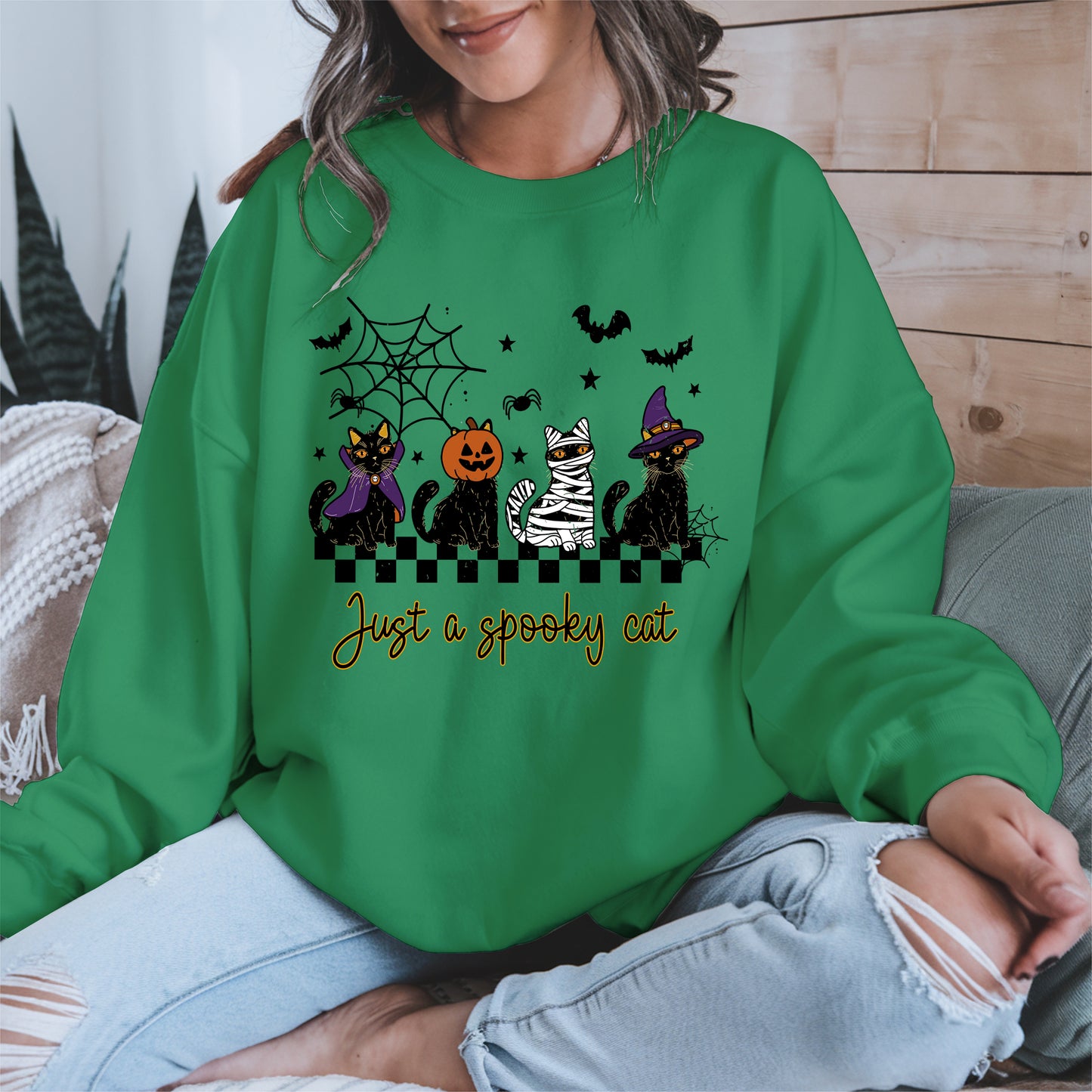Just a spooky cat halloween shirt