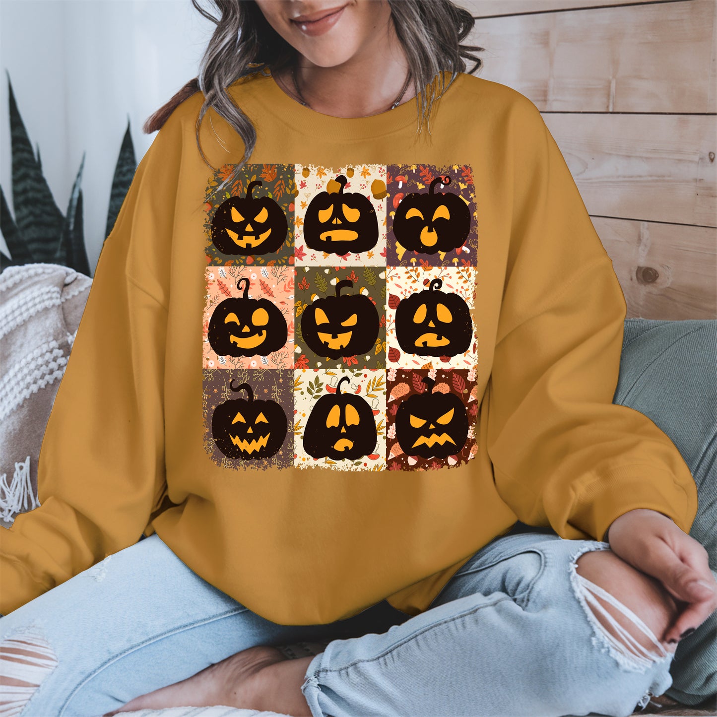 Funny Pumpkin Faces Shirt Hoodie Sweatshirt for Halloween Lovers
