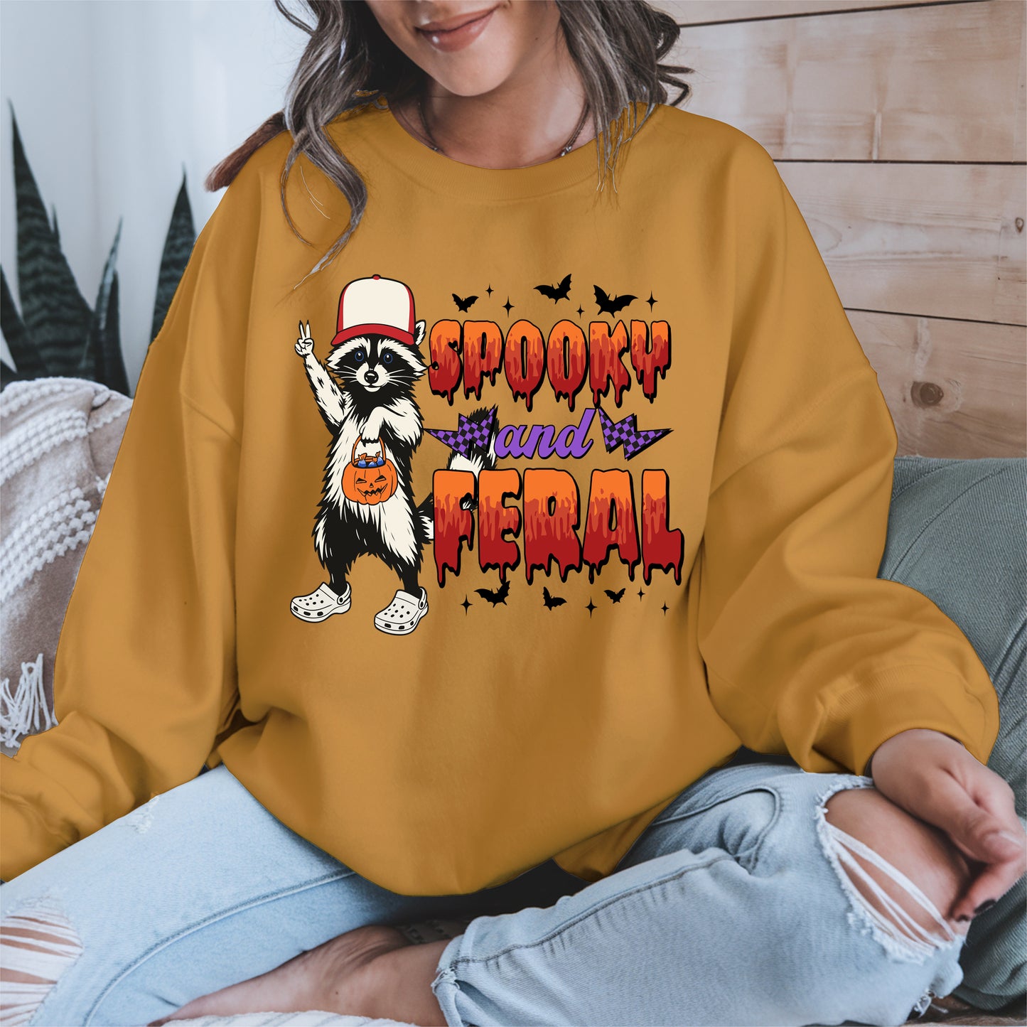 Spooky and Feral Shirt Hoodie Sweatshirt for Halloween Lovers