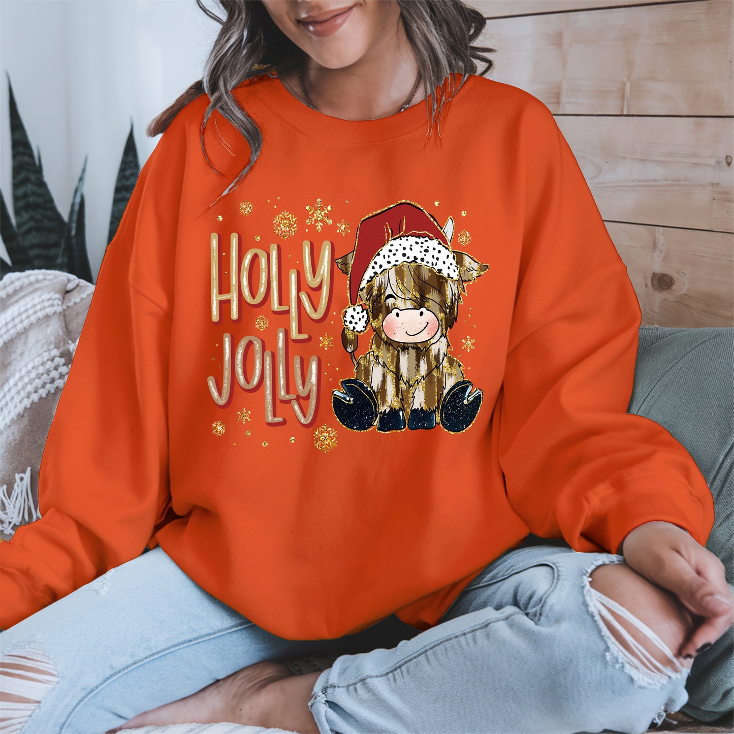 Holly Jolly Christmas Cow Santa Shirt