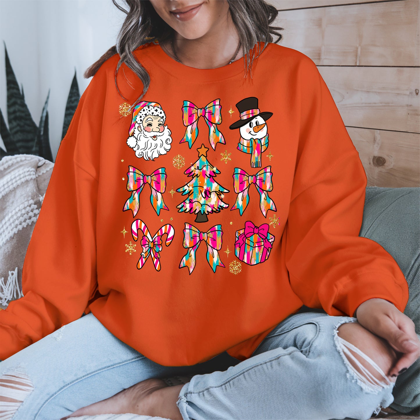 Colorful Brushstroke Santa Christmas Holiday Shirt