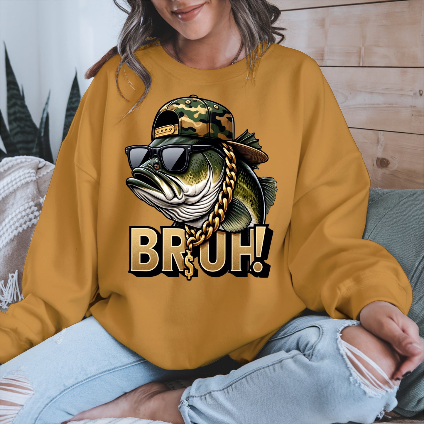 Funny Bass Fish Bruh Shirt Hoodie Sweatshirt