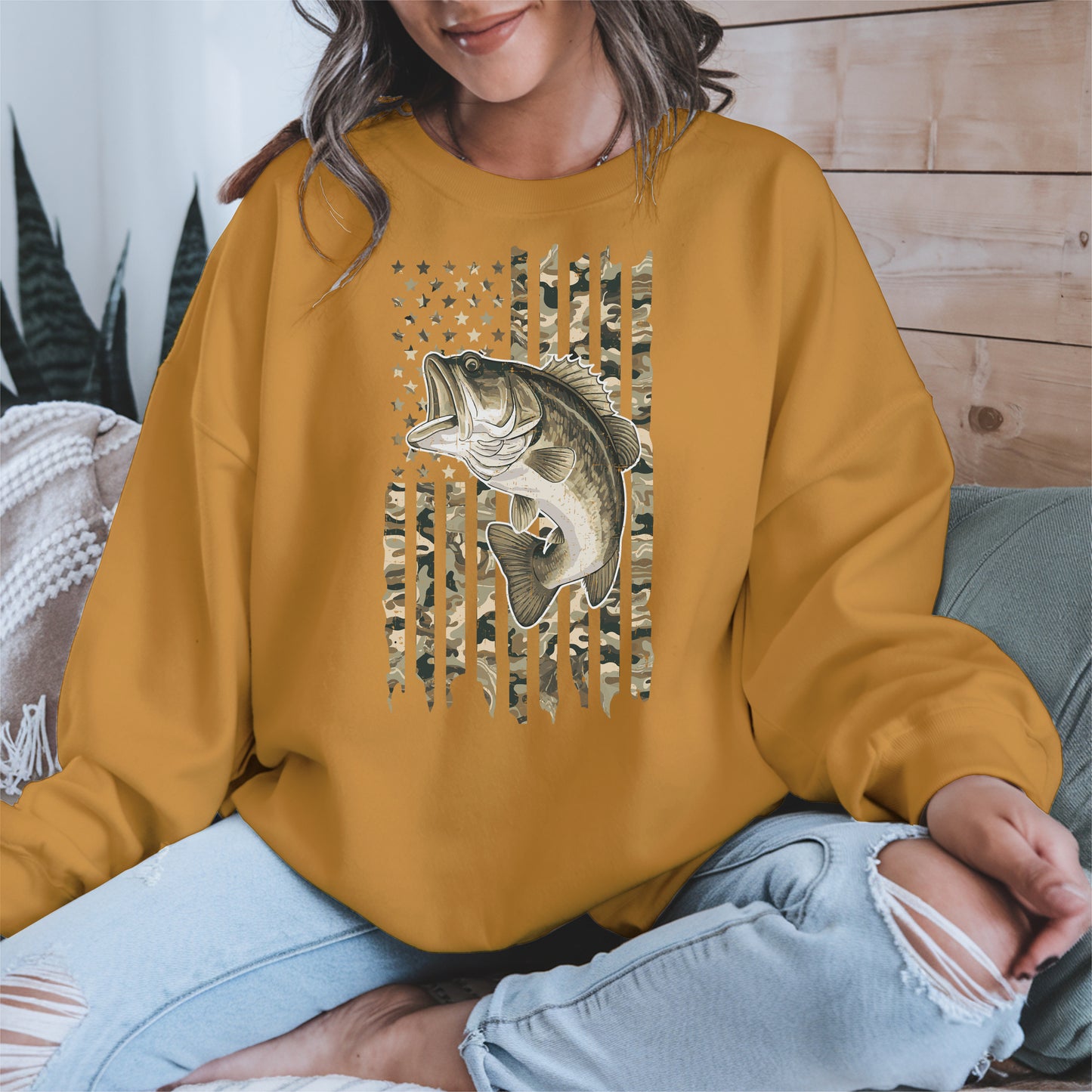 Patriotic Camo American Flag Fishing Shirt Hoodie