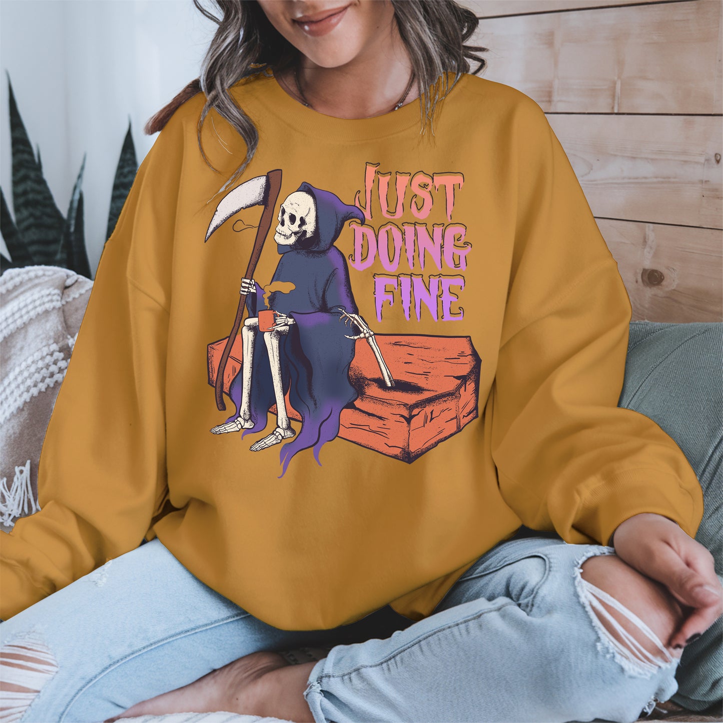 Just Doing Fine Grim Reaper Shirt