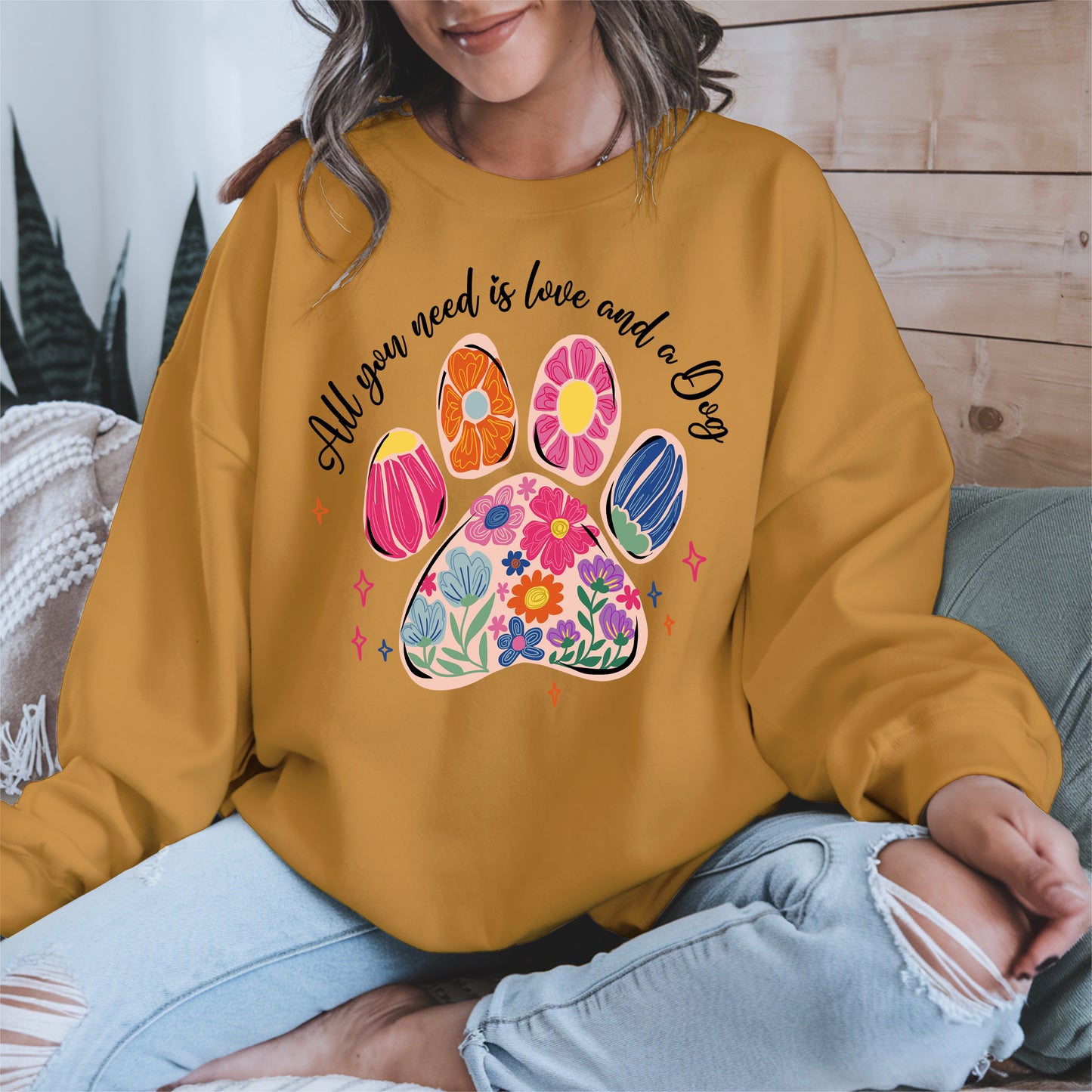 Floral Paw Print Shirt Hoodie Sweatshirt Gift for Pet Moms