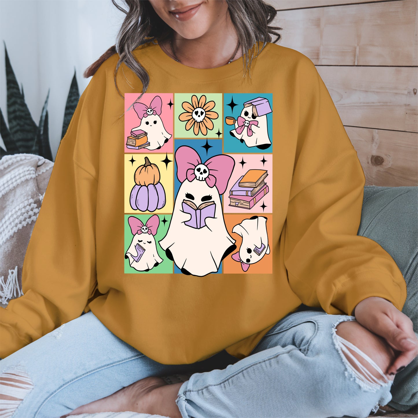 Pastel Ghost Book Lover Halloween Shirt