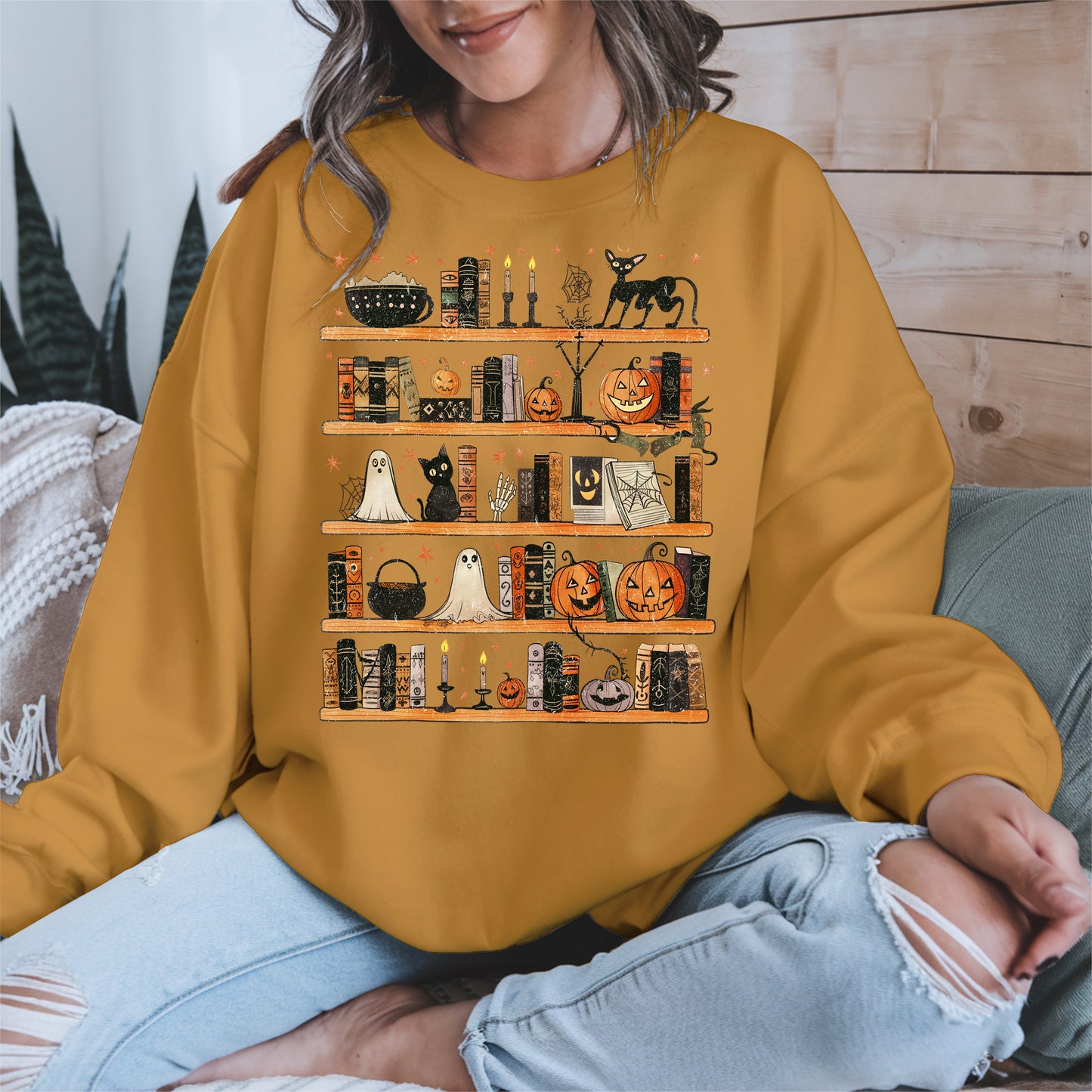 Haunted Bookshelf Halloween Shirt