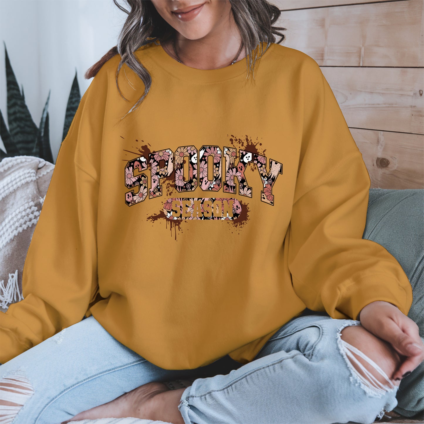 Grunge Floral Spooky Season Shirt