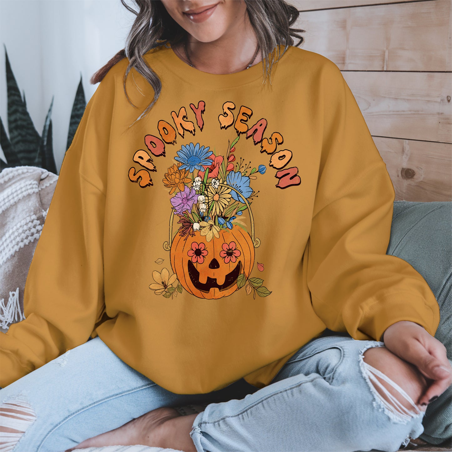 Floral Pumpkin Spooky Season Shirt