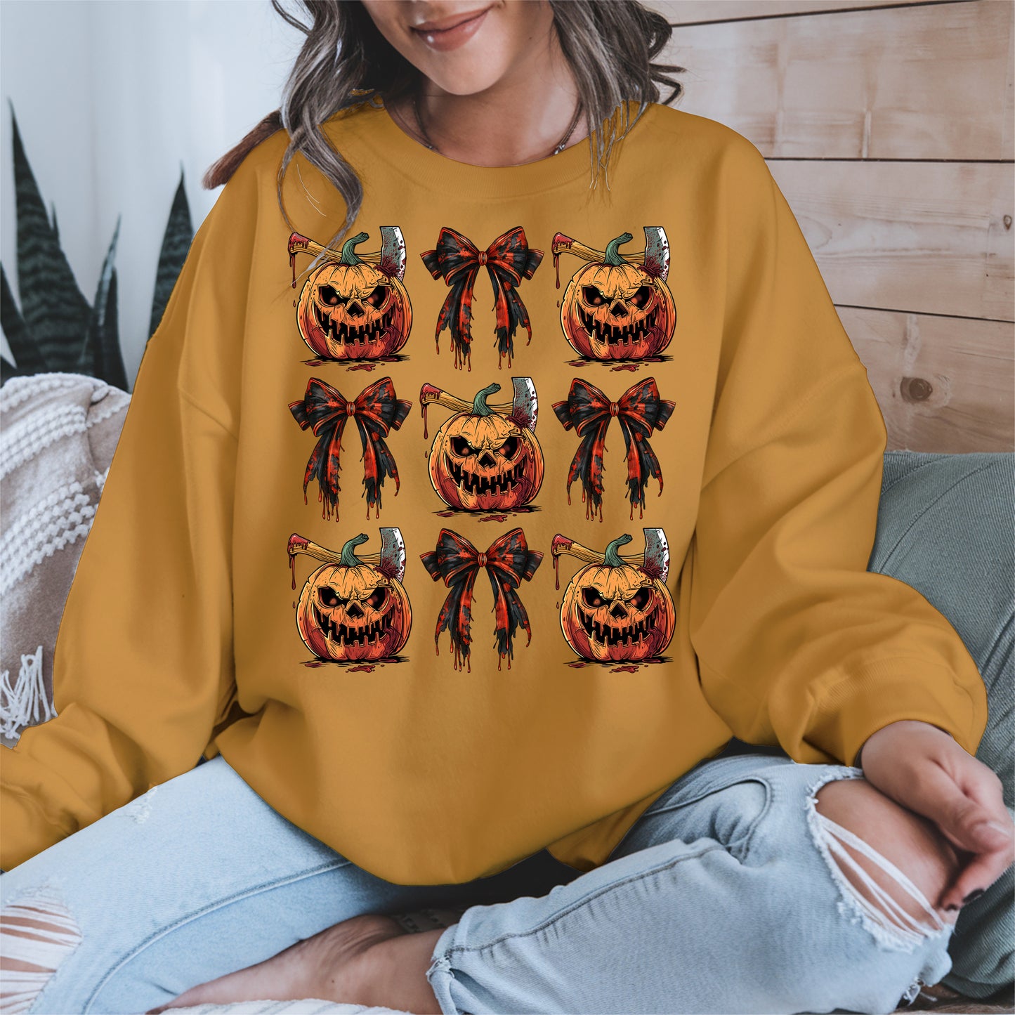 Bloody Pumpkin and Bow Halloween Shirt