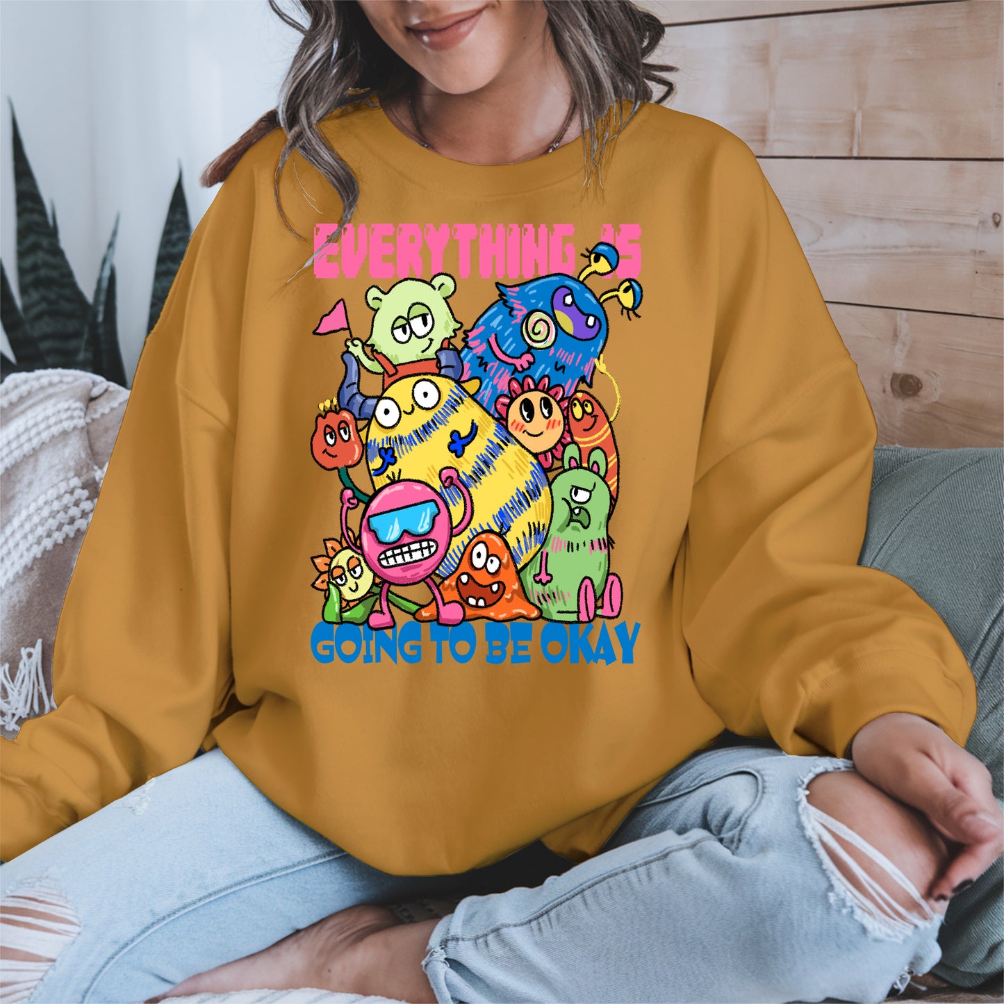 Everything Is Going to Be Okay Cute Monster Shirt