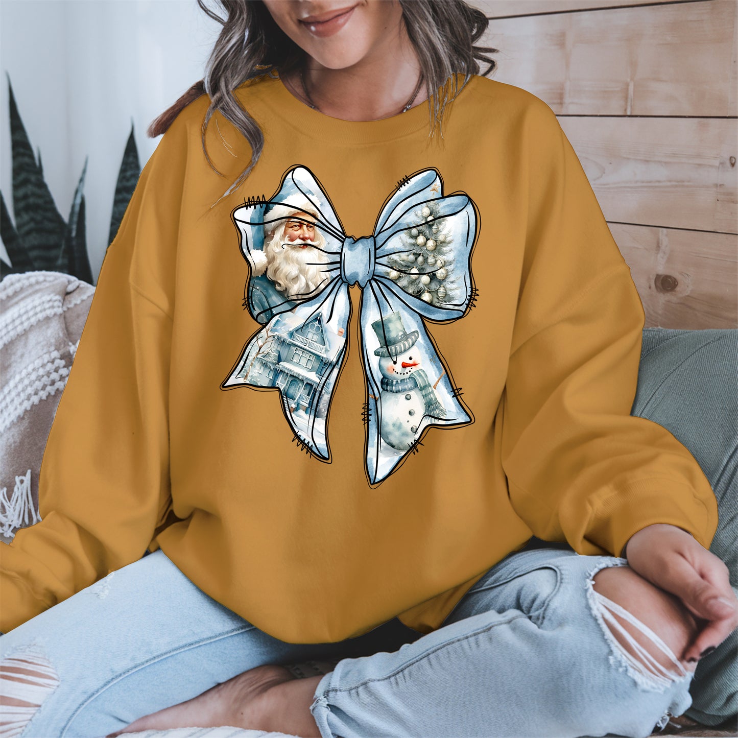 Snowman Coquette Christmas Bow Shirt
