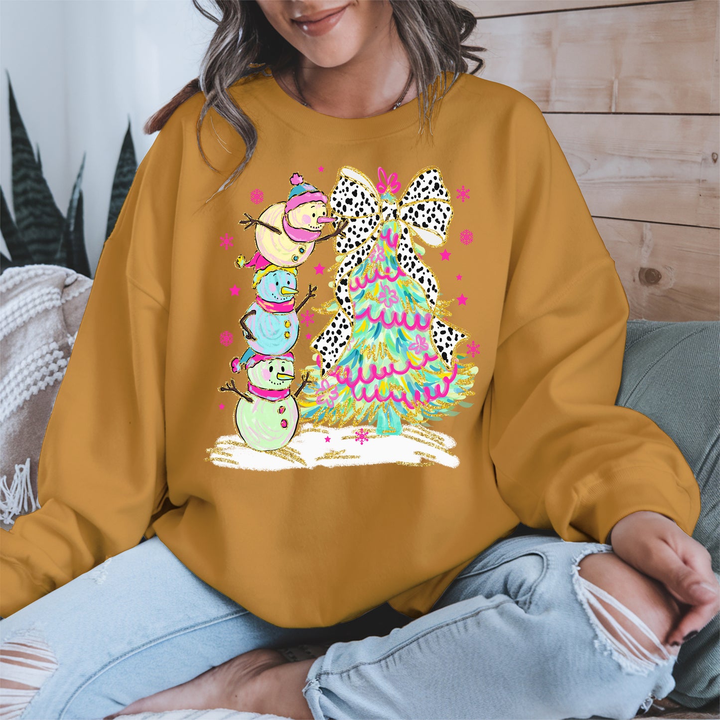 Stacked Snowmen and Christmas Tree Shirt