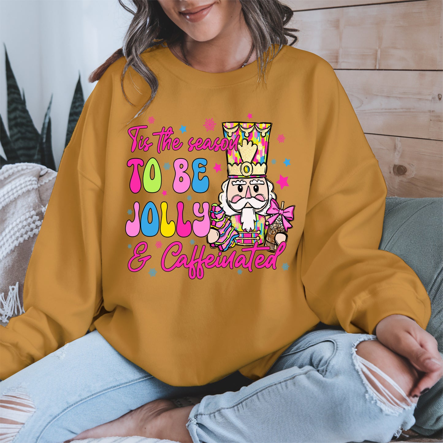 Tis the Season To Be Jolly and Caffeinated Christmas Shirt