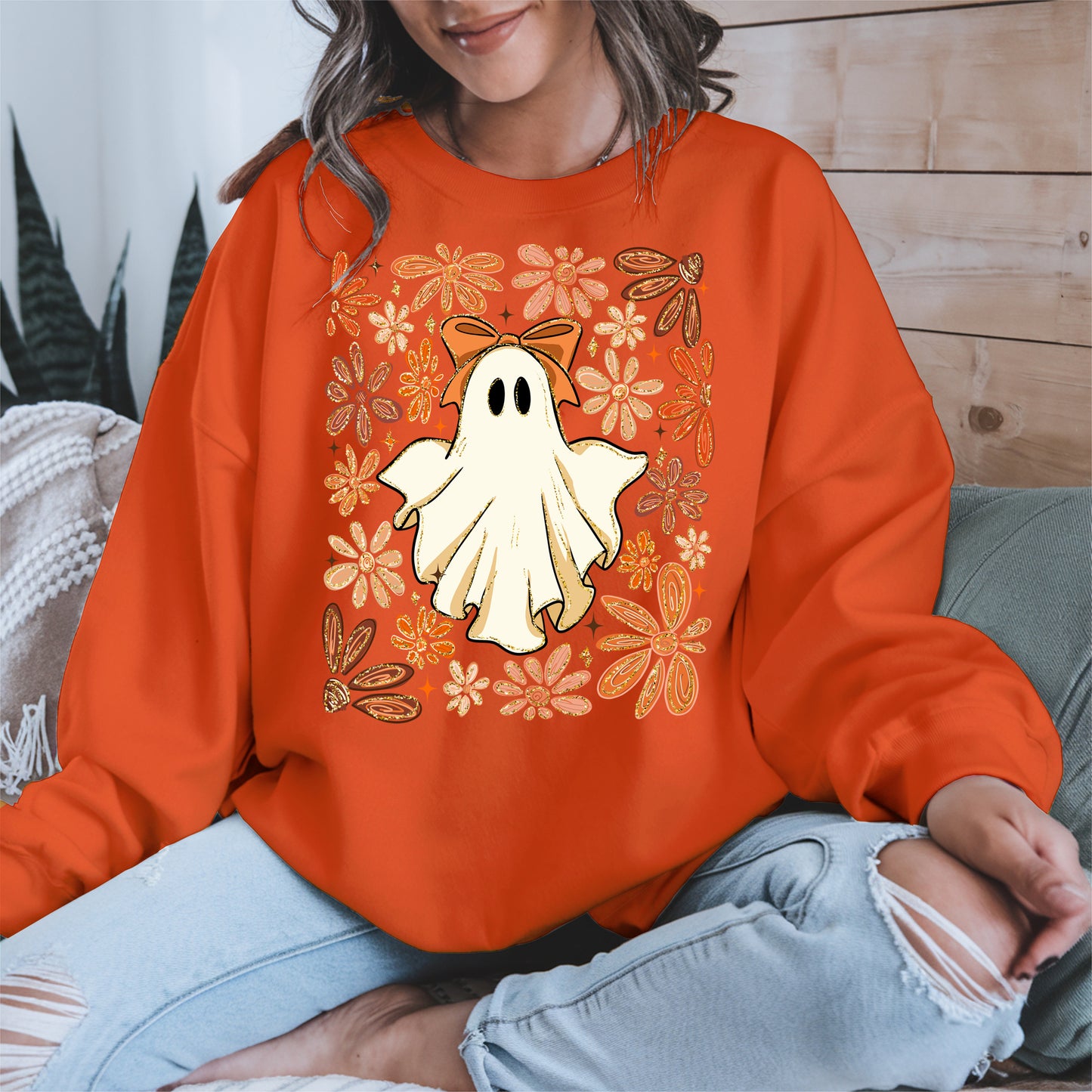 Boho floral ghost halloween shirt