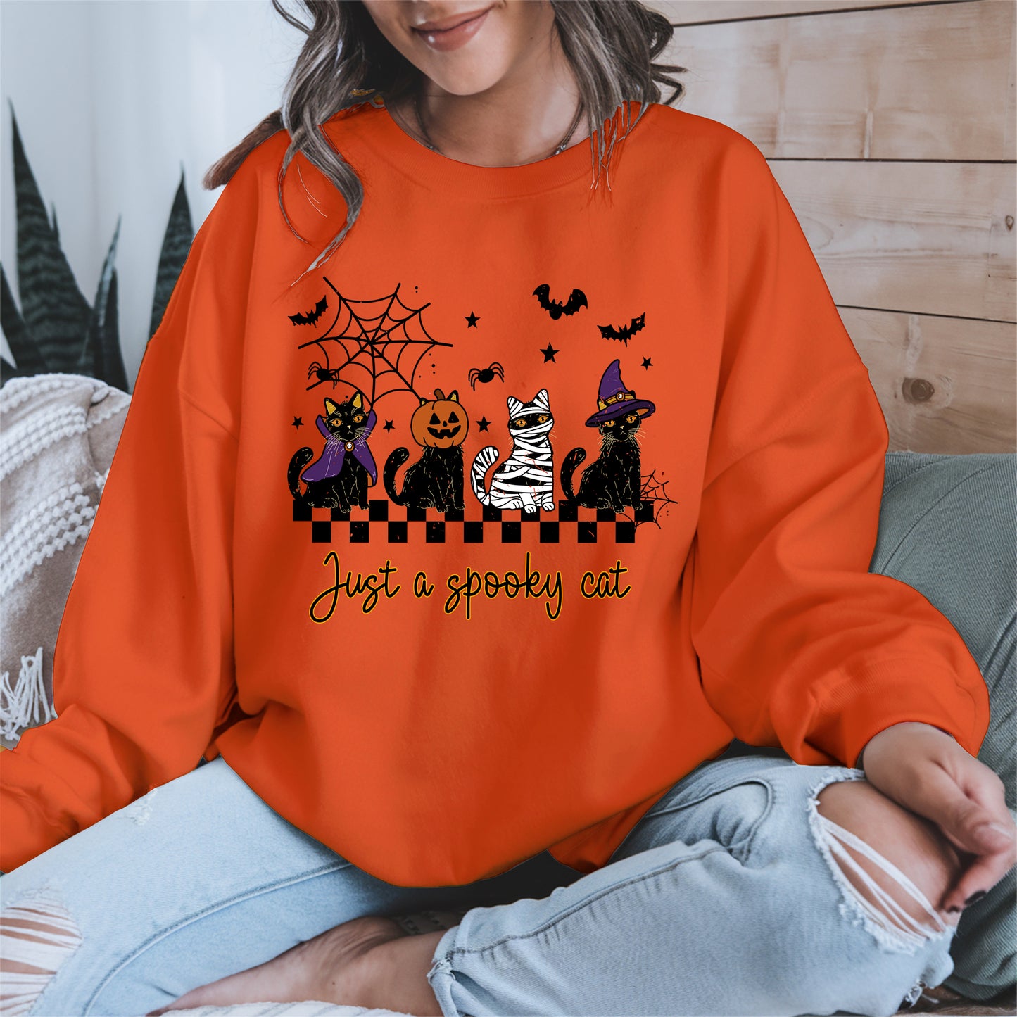 Just a spooky cat halloween shirt