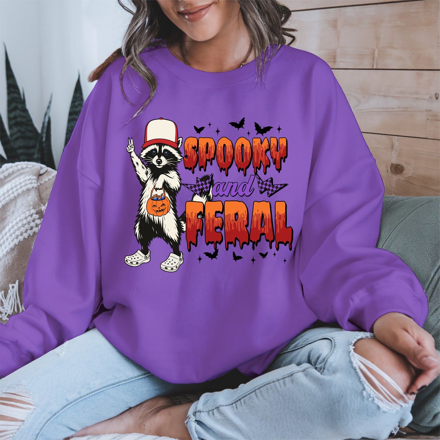 Spooky and Feral Shirt Hoodie Sweatshirt for Halloween Lovers