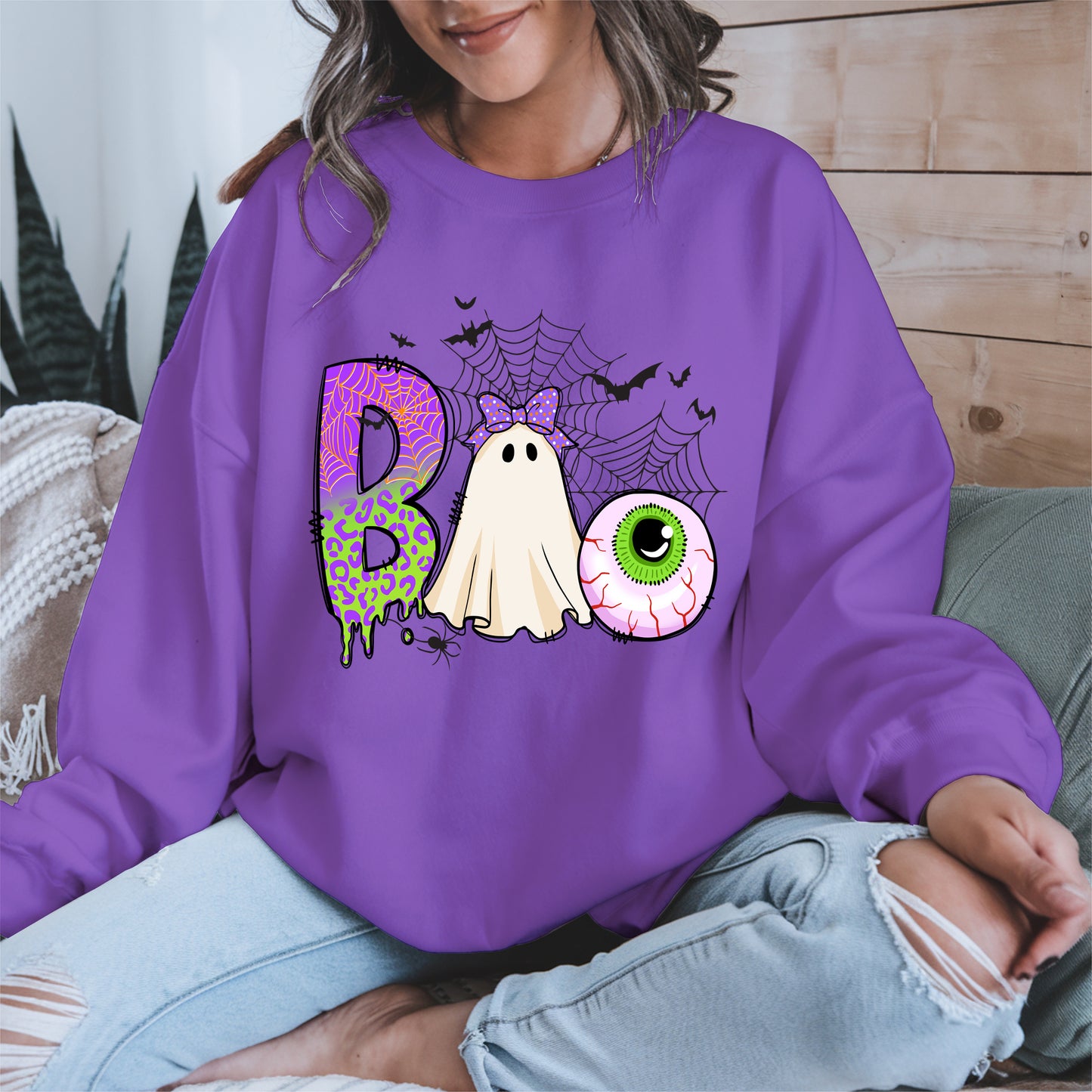 BOO Ghost Eyeball Shirt Hoodie Sweatshirt for Halloween Fun
