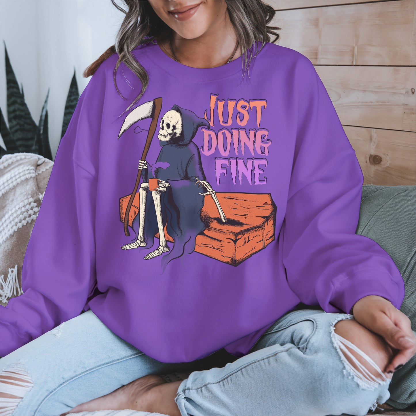 Just Doing Fine Grim Reaper Shirt