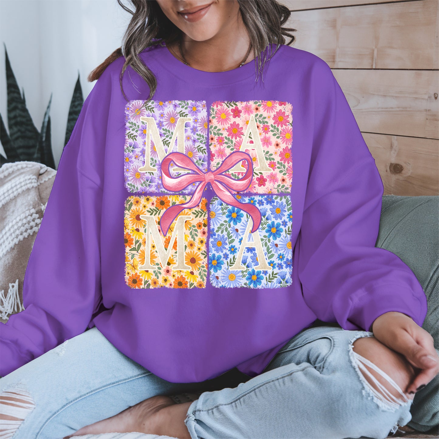 Floral MAMA Shirt Mother Tee Hoodie Sweatshirt Gift for Moms