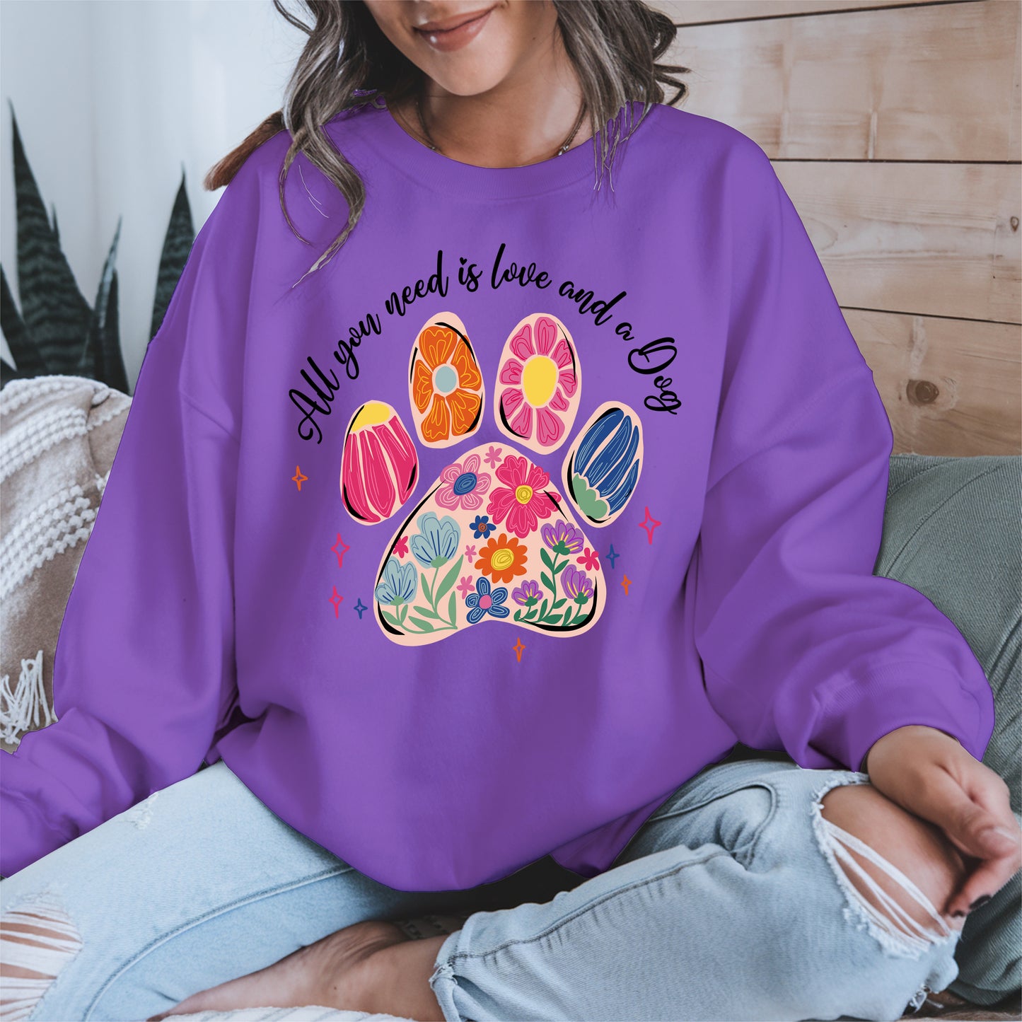 Floral Paw Print Shirt Hoodie Sweatshirt Gift for Pet Moms