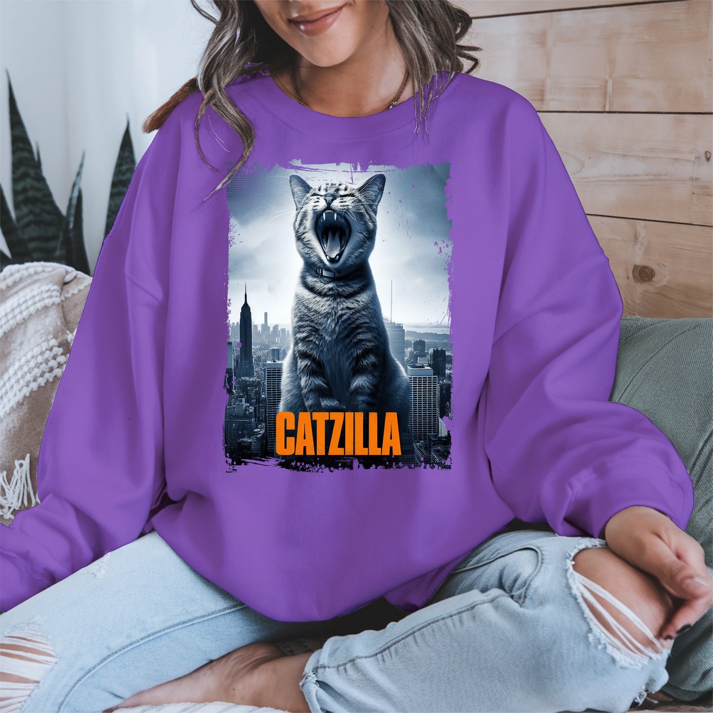 Catzilla Funny Cat Shirt Hoodie Sweatshirt