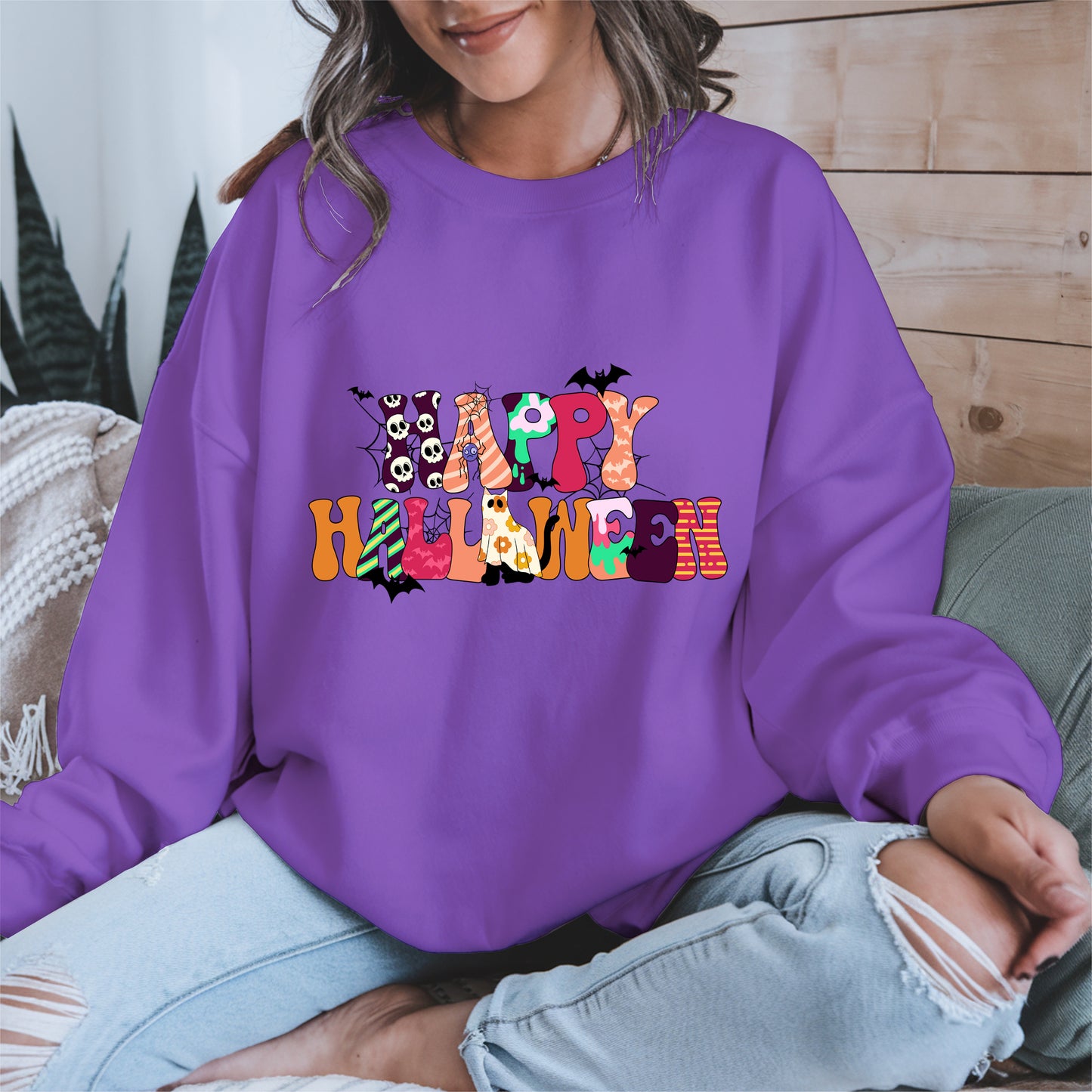 Colorful Ghost Pumpkin Retro Halloween Shirt