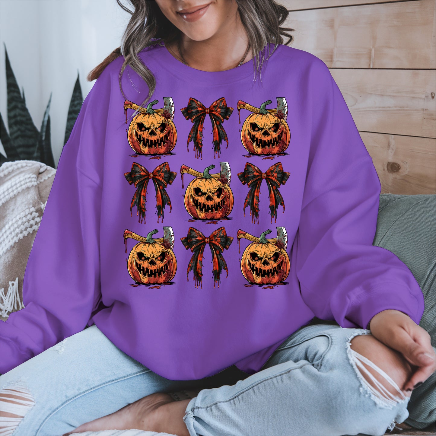 Bloody Pumpkin and Bow Halloween Shirt