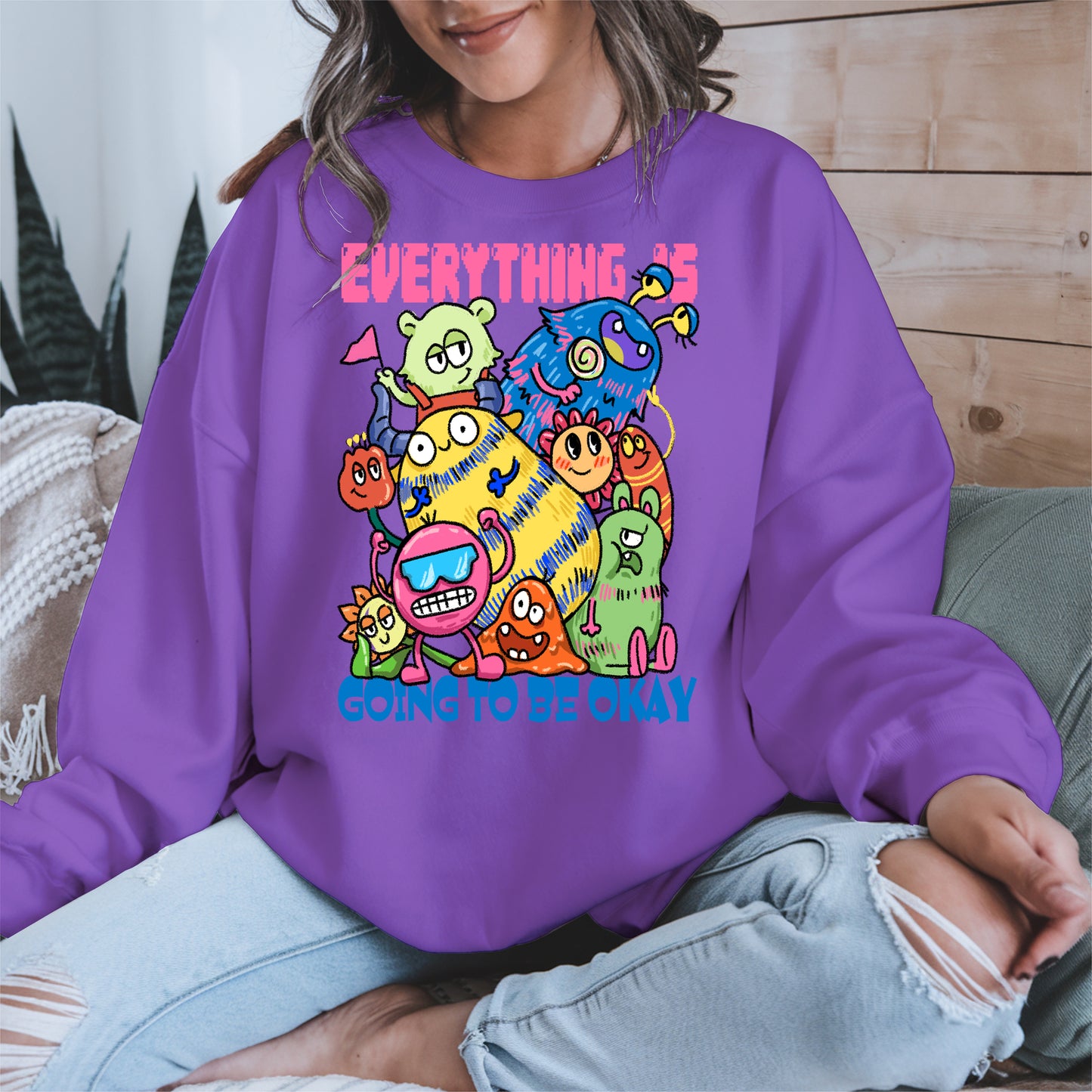 Everything Is Going to Be Okay Cute Monster Shirt