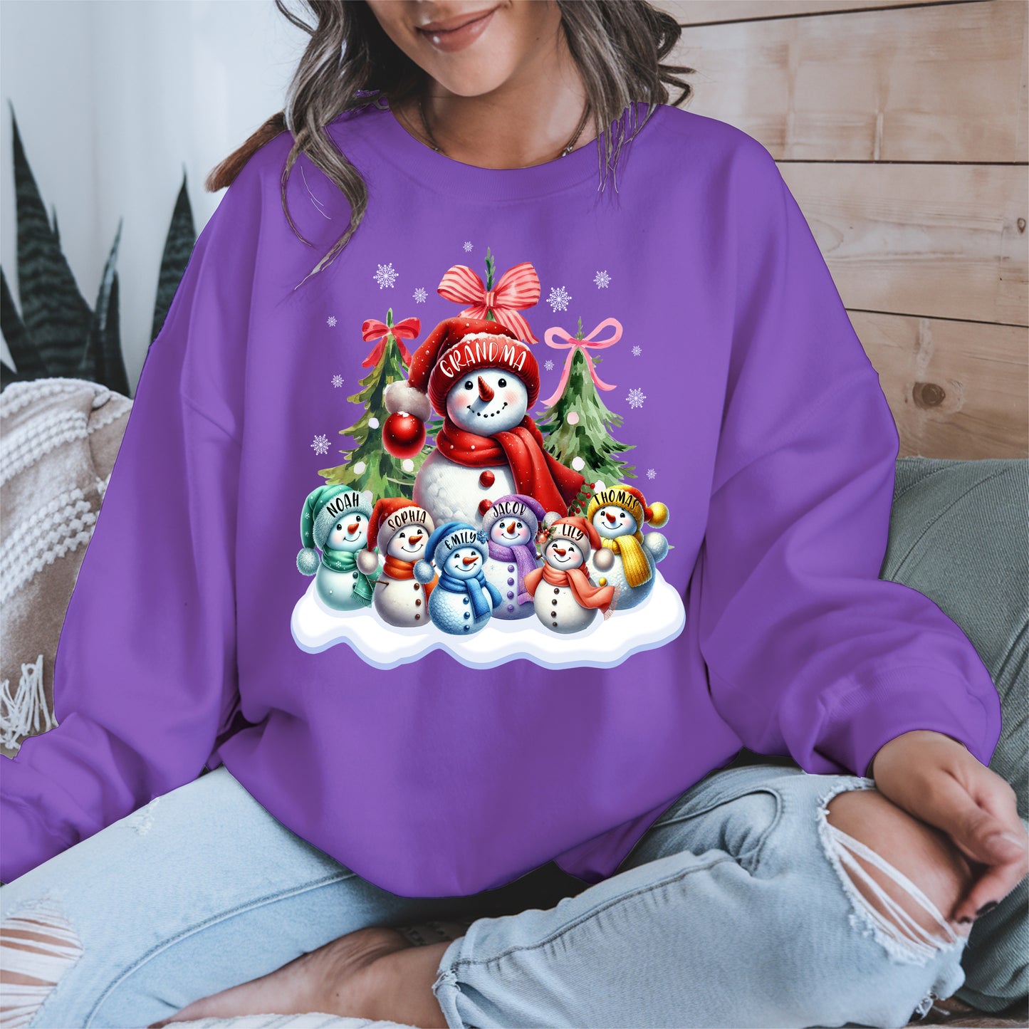 Personalized Snowman Family Grandma Shirt