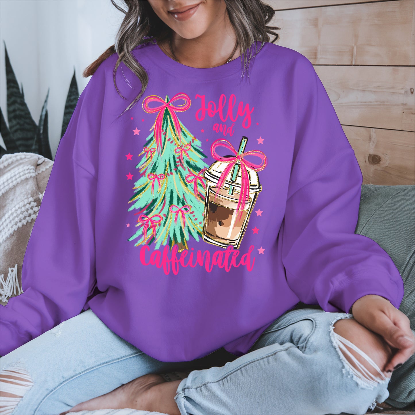 Jolly and Caffeinated Christmas Shirt