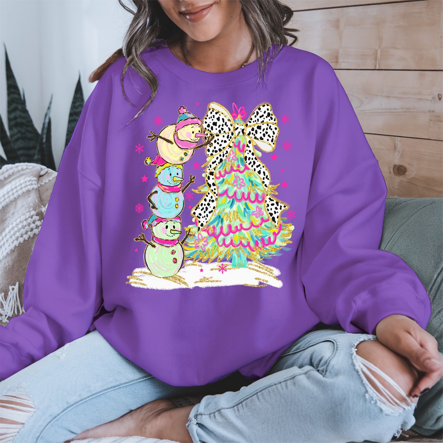 Stacked Snowmen and Christmas Tree Shirt