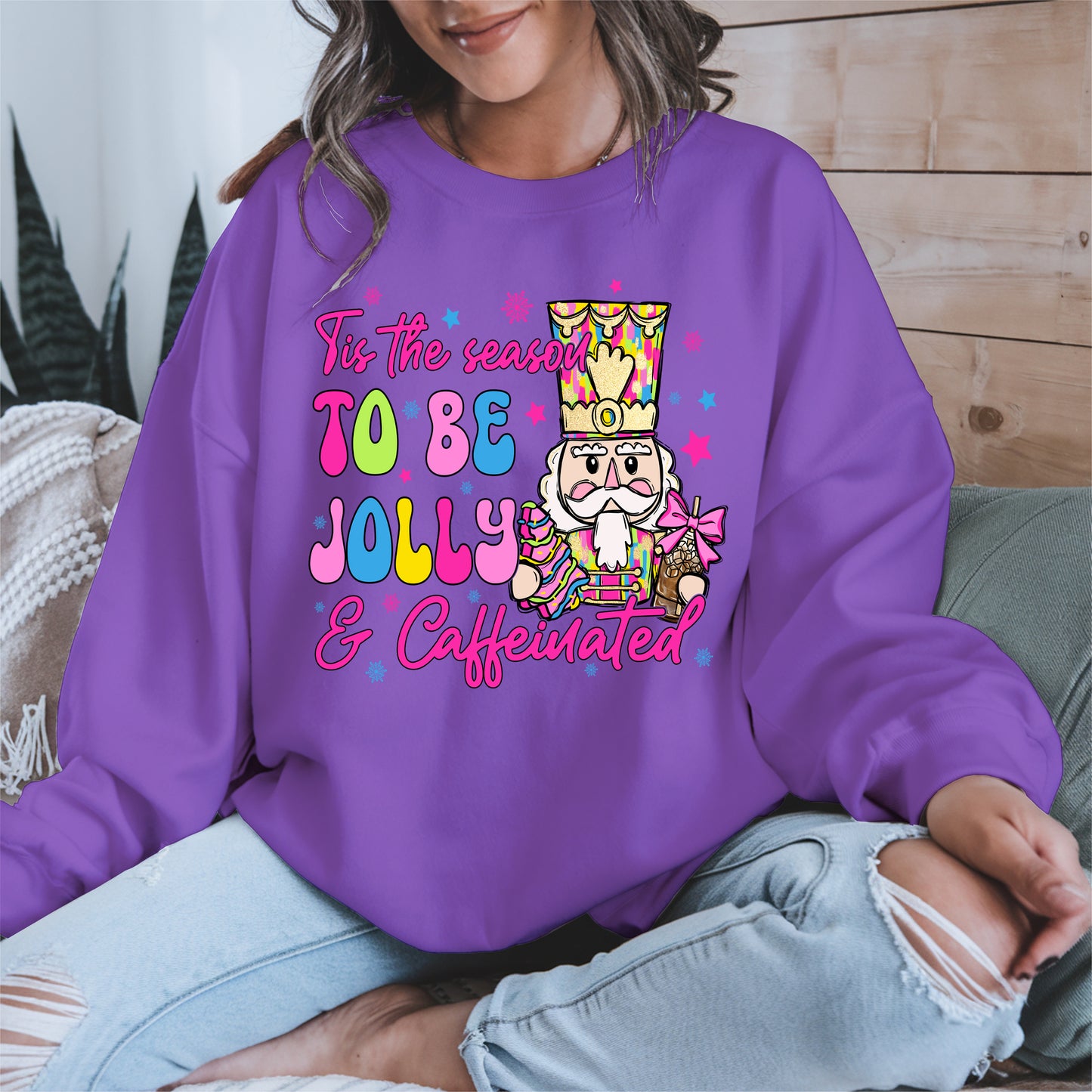 Tis the Season To Be Jolly and Caffeinated Christmas Shirt