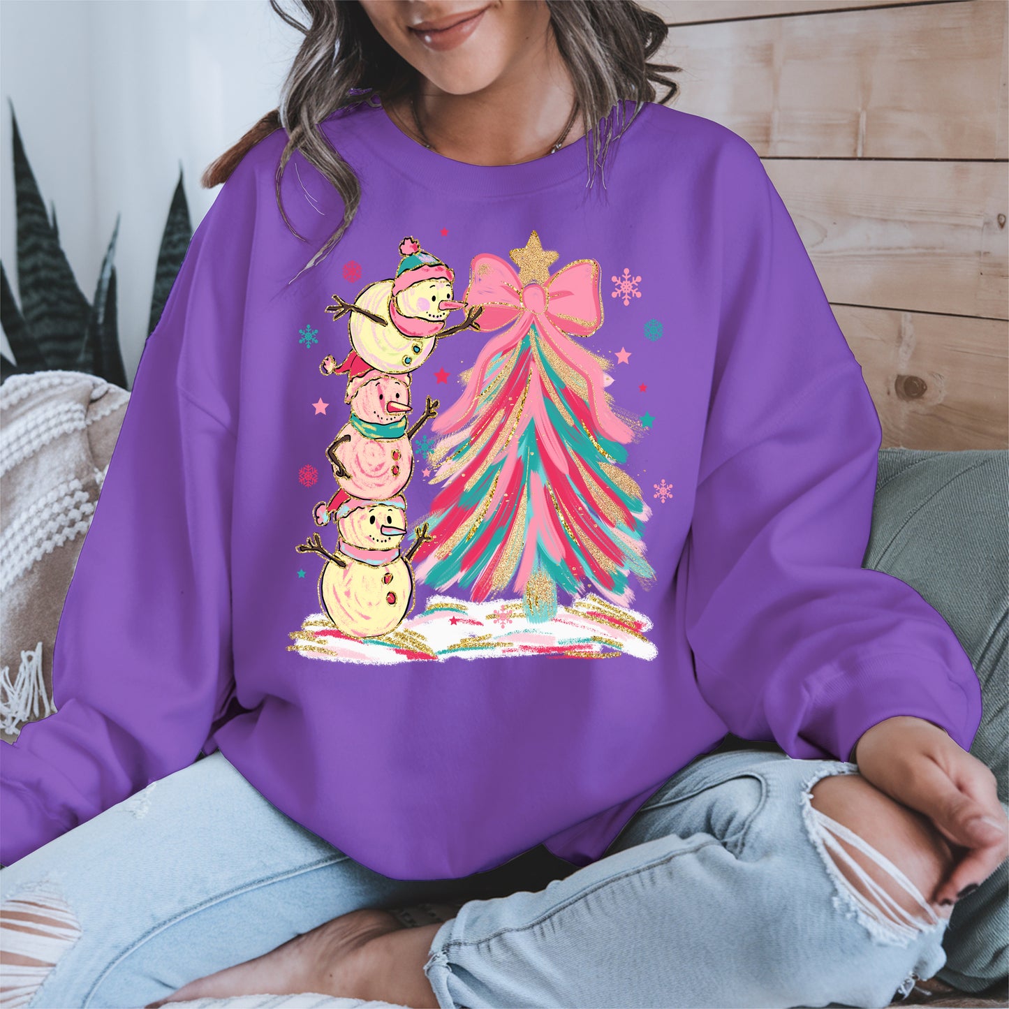 Stacked Snowmen Christmas Tree Shirt