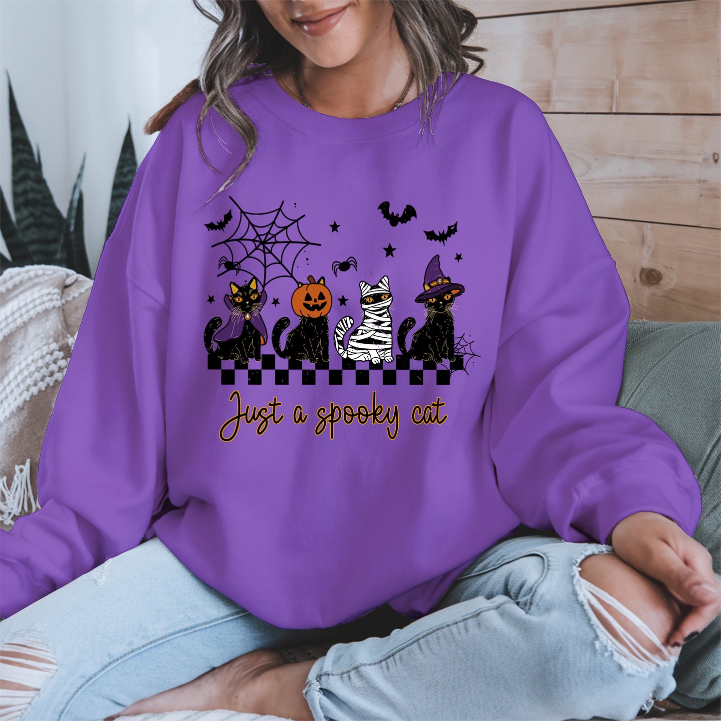 Just a spooky cat halloween shirt