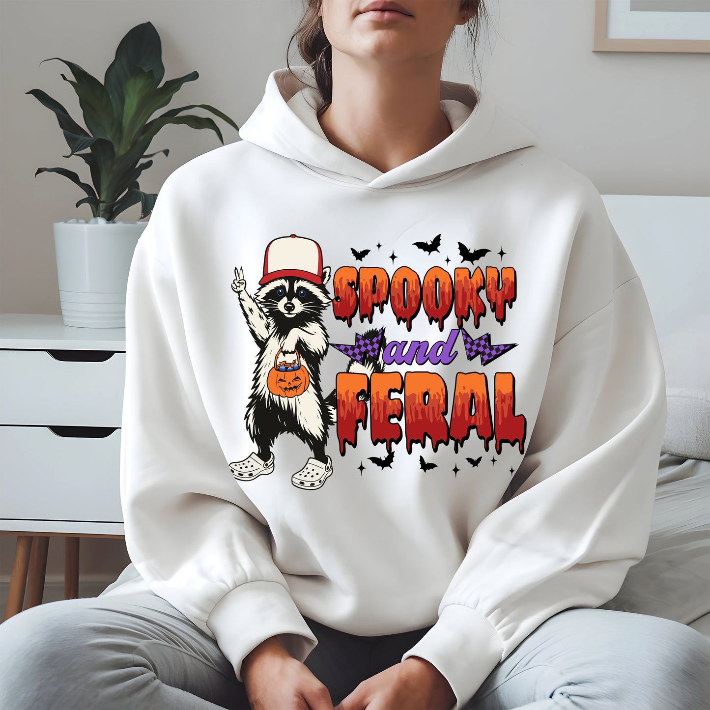 Spooky and Feral Shirt Hoodie Sweatshirt for Halloween Lovers