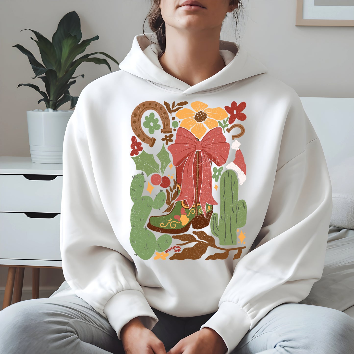 Western Christmas Cowboy Boot Shirt Hoodie