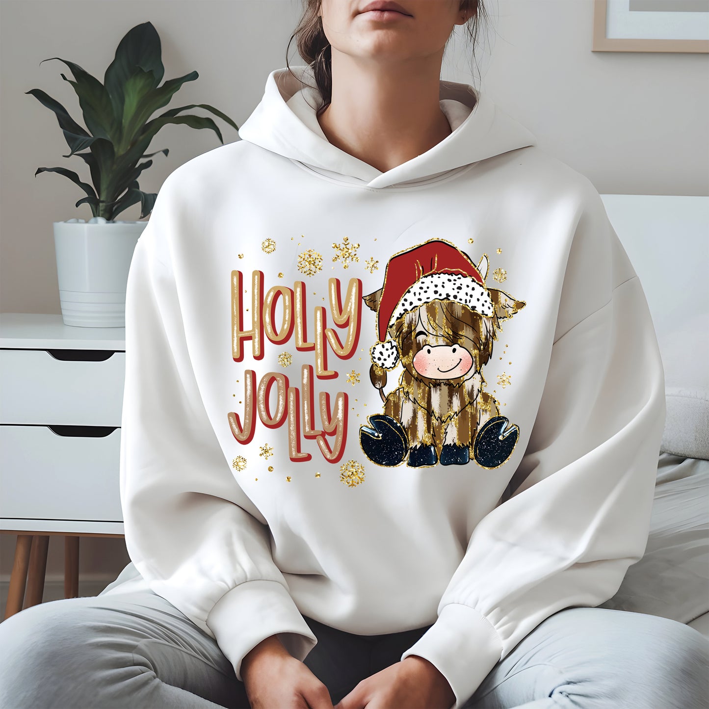 Holly Jolly Christmas Cow Santa Shirt