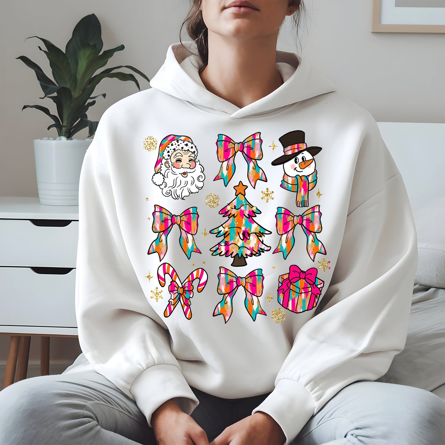 Colorful Brushstroke Santa Christmas Holiday Shirt