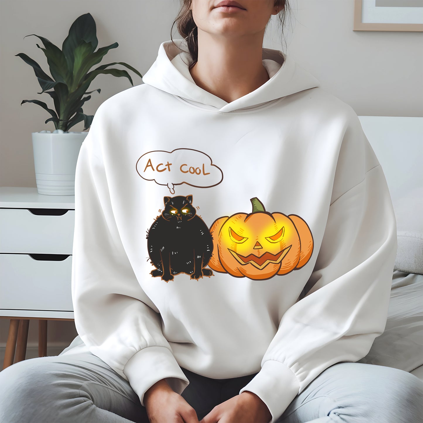 Act Cool - Black Cat & Pumpkin Halloween Tee