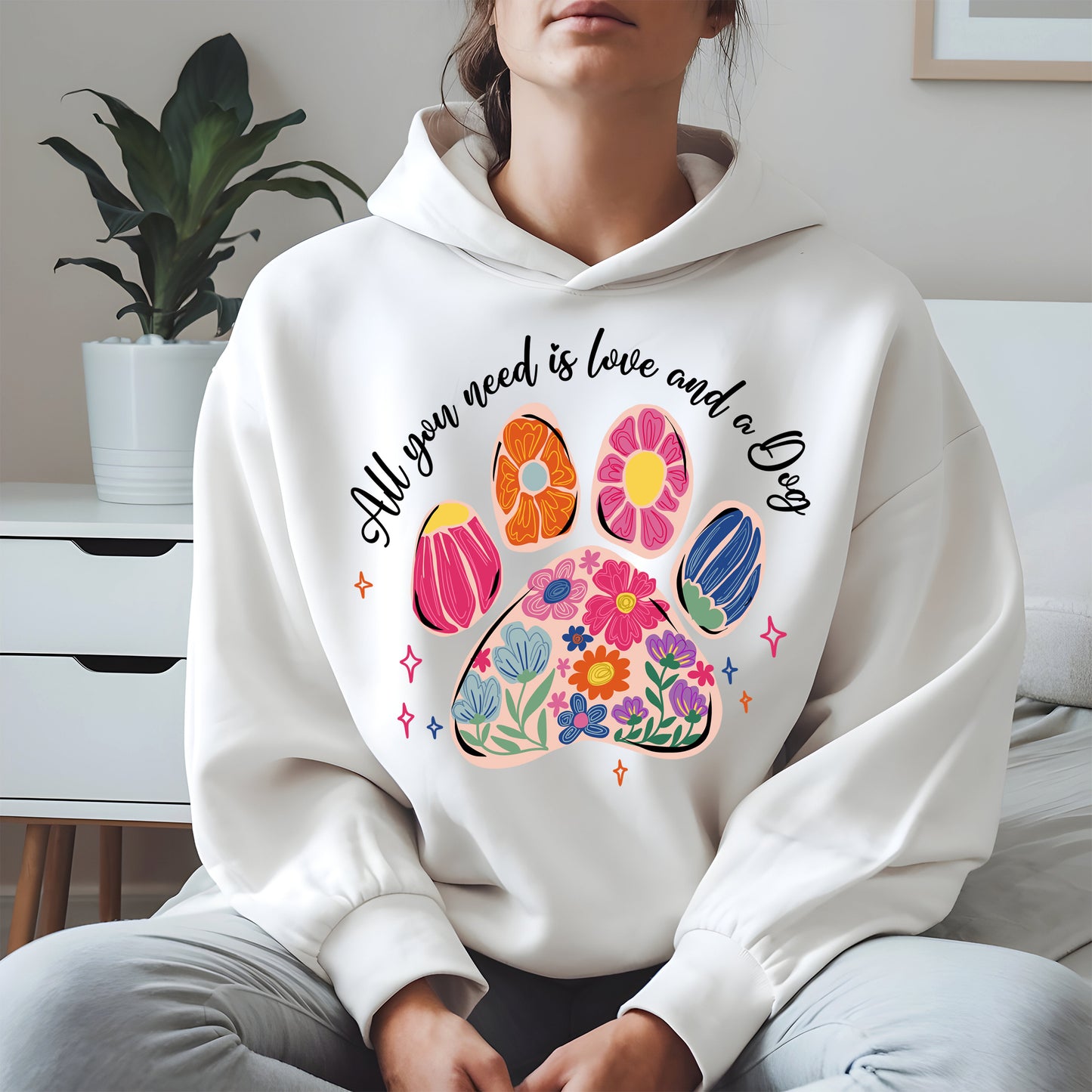 Floral Paw Print Shirt Hoodie Sweatshirt Gift for Pet Moms