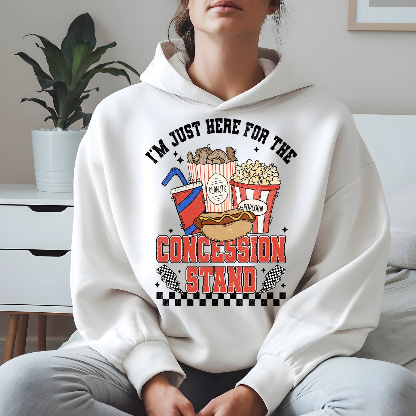 Concession Stand Sport Shirt Hoodie Sweatshirt with Snack Bar Design