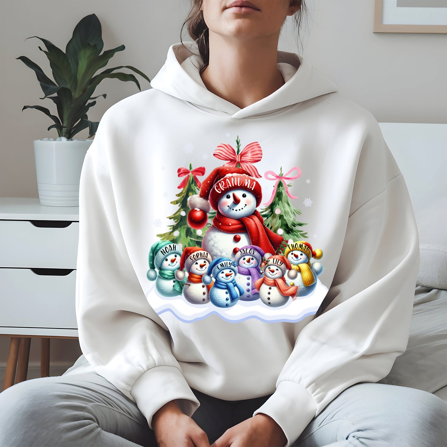Personalized Snowman Family Grandma Shirt