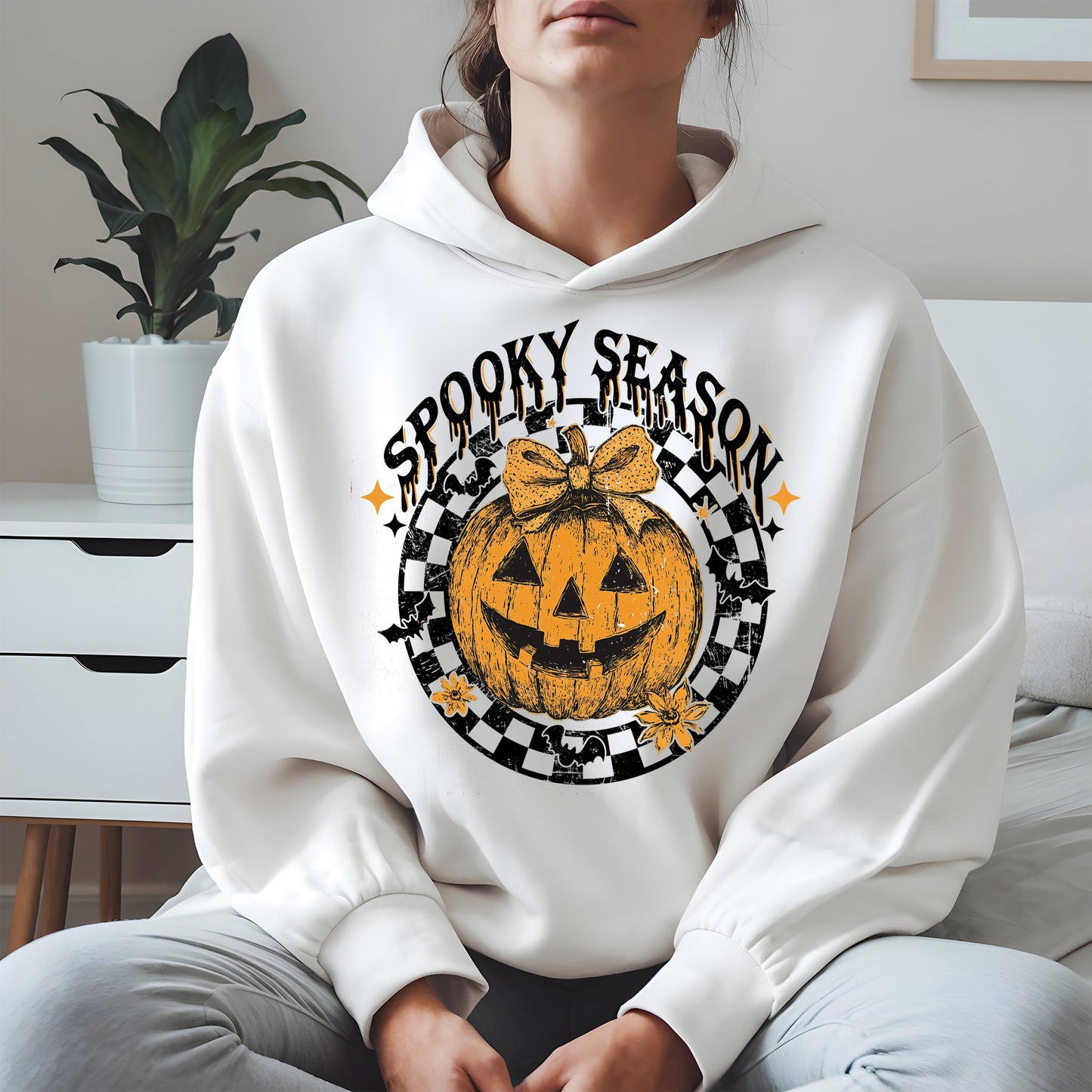 Spooky Season Halloween Pumpkin Checkered shirt