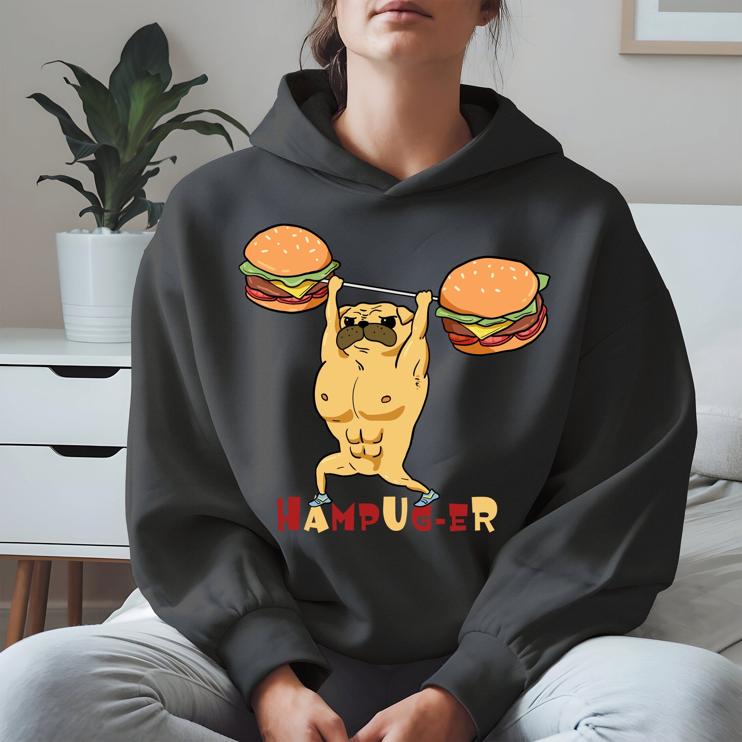 Hampug-er Funny Pug Burger Gym Shirt