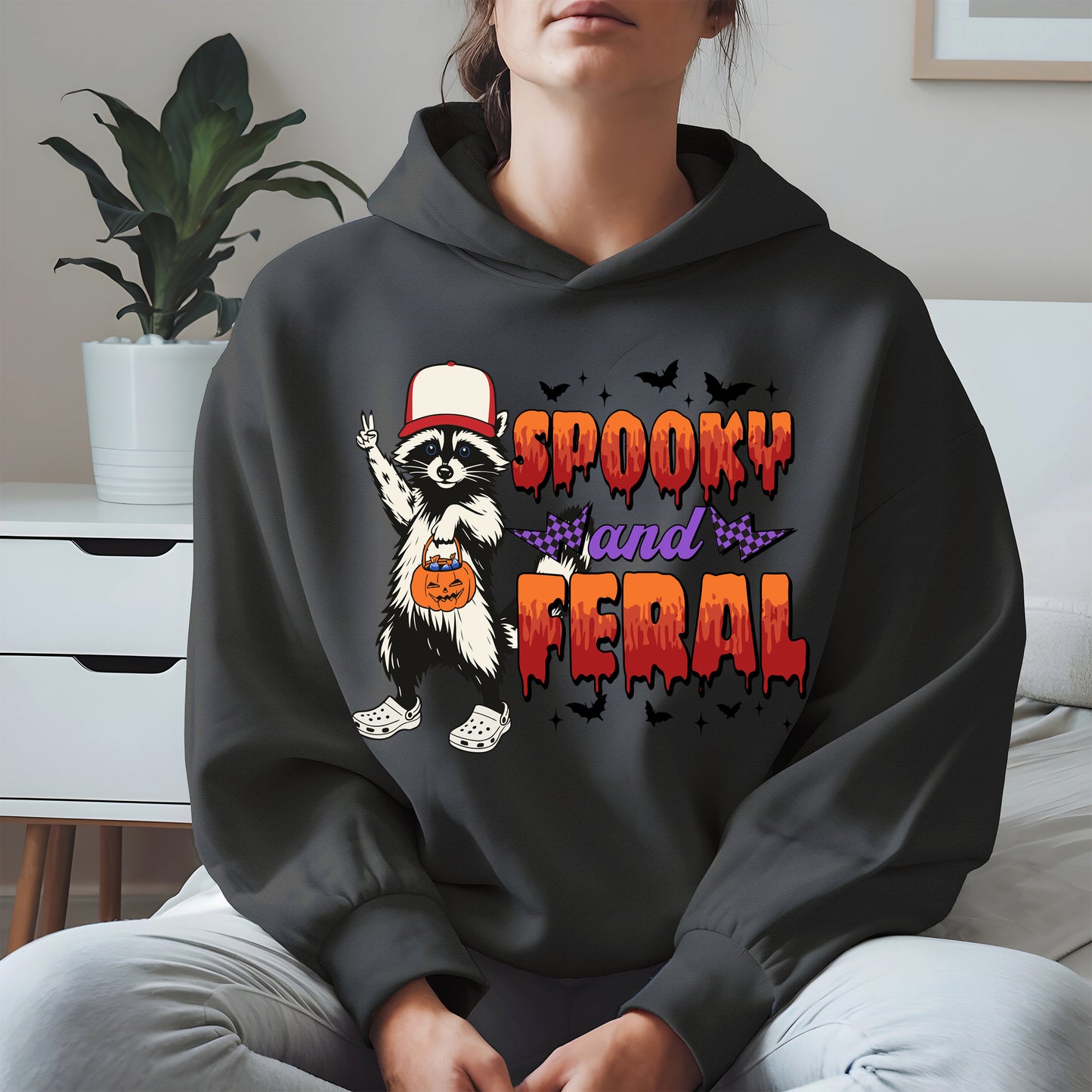 Spooky and Feral Shirt Hoodie Sweatshirt for Halloween Lovers