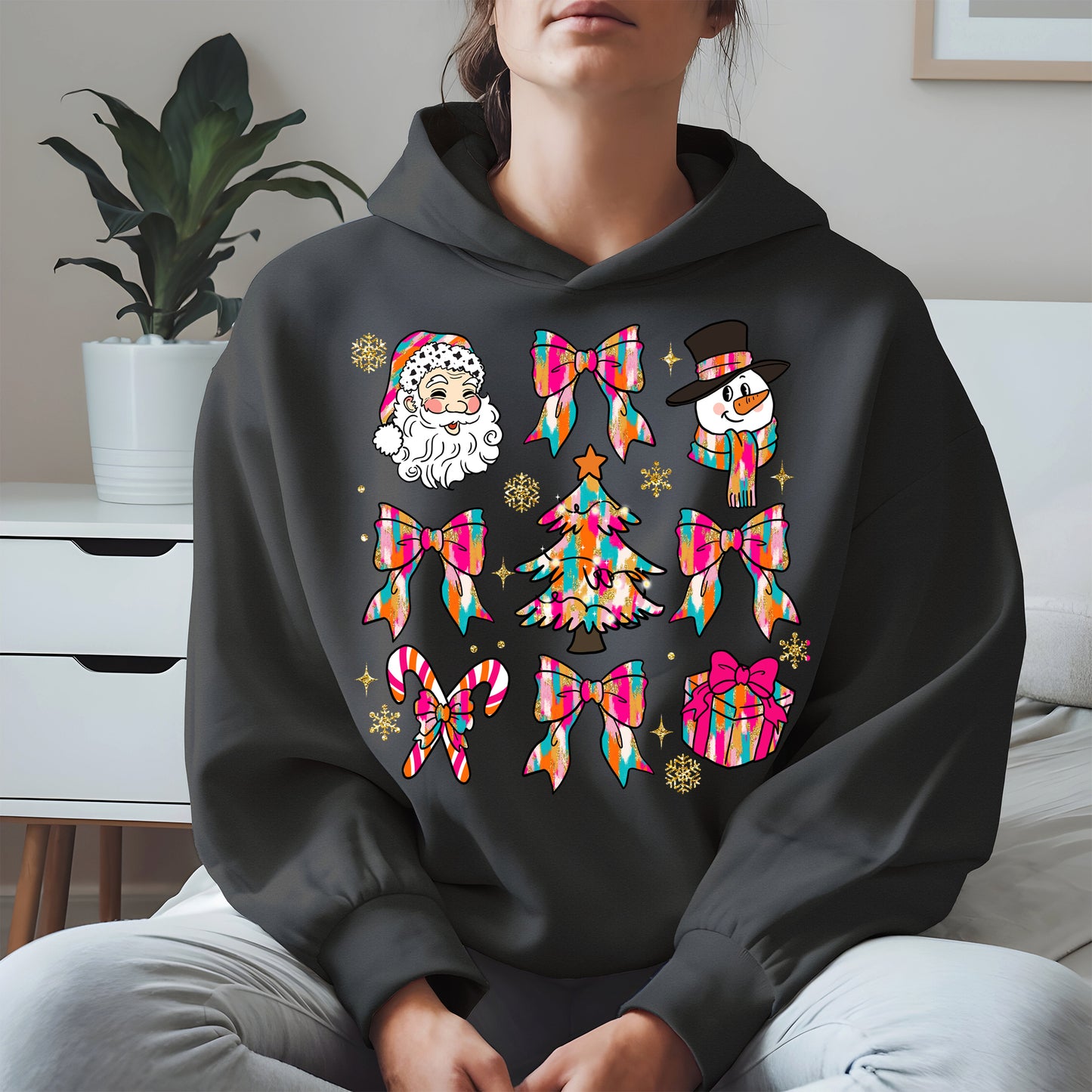 Colorful Brushstroke Santa Christmas Holiday Shirt