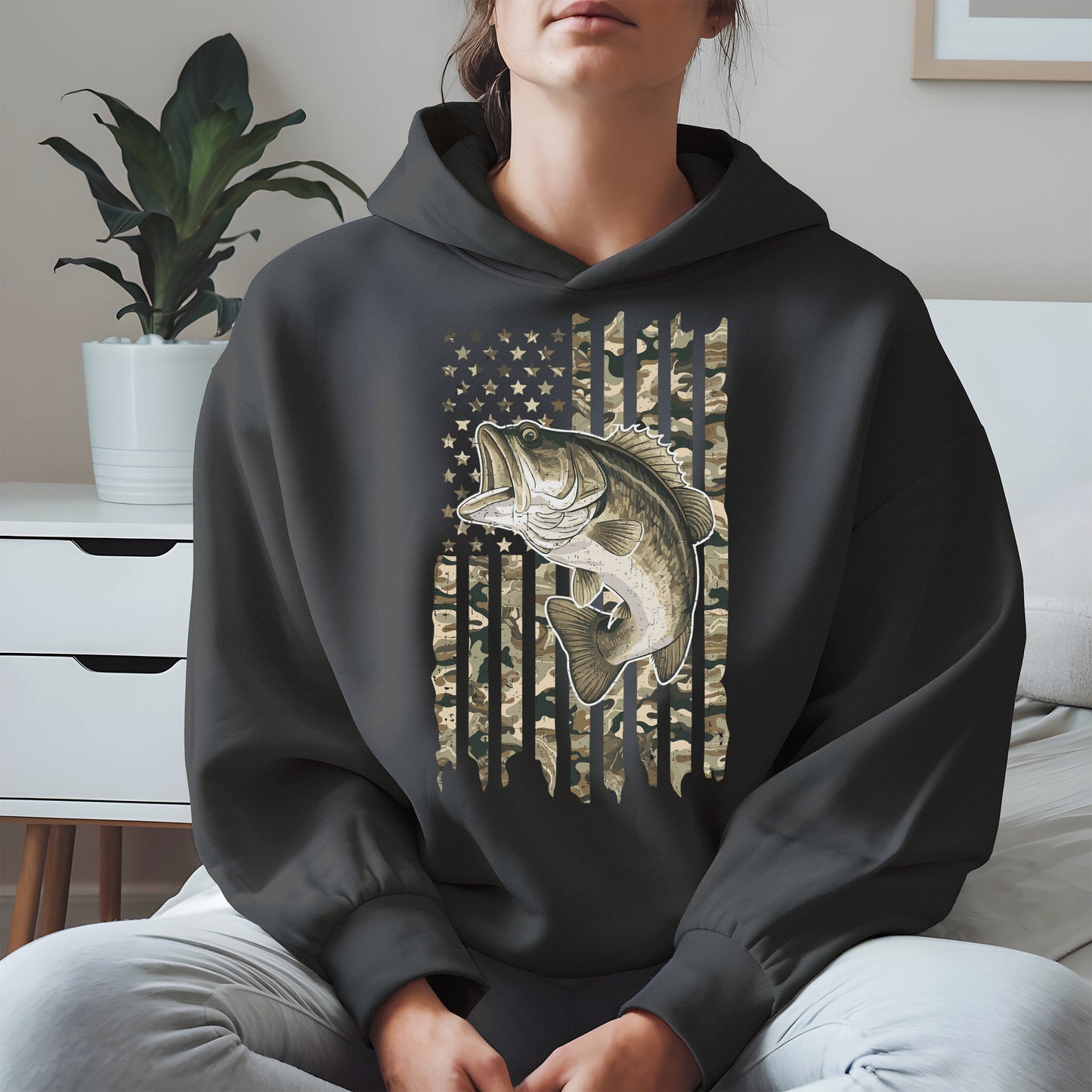Patriotic Camo American Flag Fishing Shirt Hoodie
