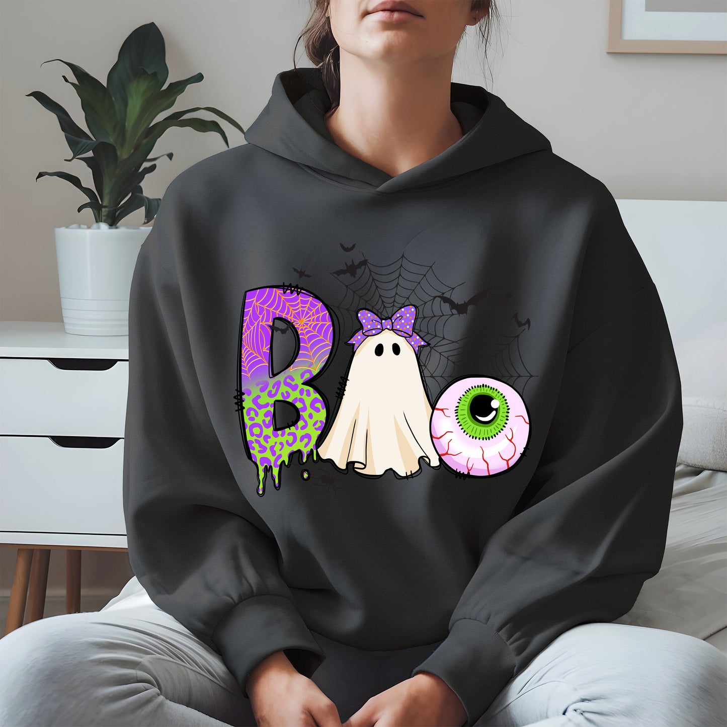 BOO Ghost Eyeball Shirt Hoodie Sweatshirt for Halloween Fun